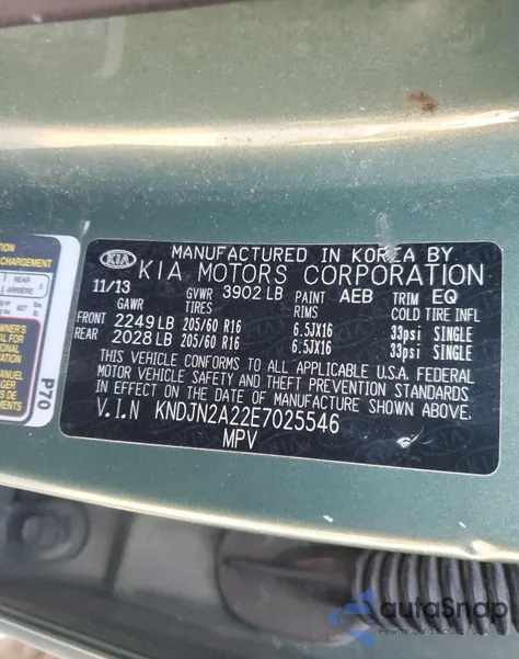 2014 Kia Soul z USA, uszkodzony, nr VIN KNDJN2A22E7025546